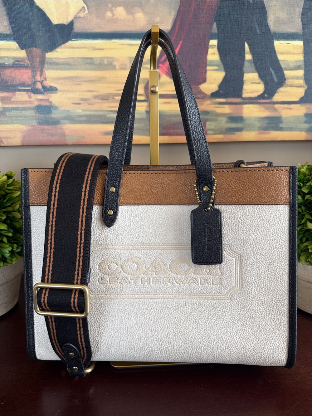 COACH J2139 FIELD TOTE 30 COLORBLOCK CHALK MULTI WITH COACH BADGE BAG 🌟EUC🌟 - Picture 6 of 17